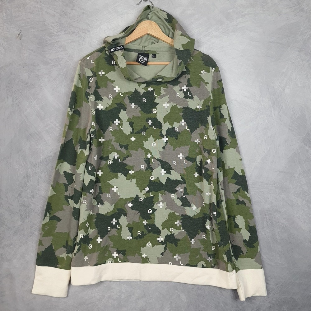 LRG Sweater Hoodie Mens Large Green Leaf Camo Lifted Research Group Skate Hike